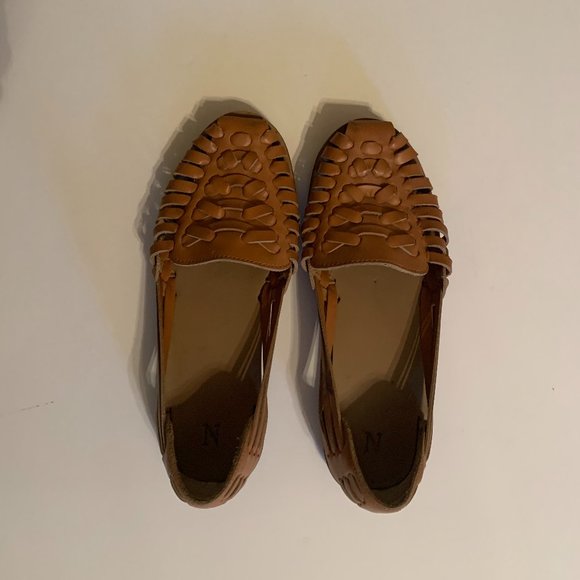 Nisolo Shoes - Nisolo Huarache Women's Sandal Shoes Flats Woven Leather Tan Brown - Size 6
